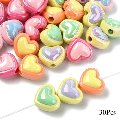30Pcs 5 Colors Opaque Acrylic Beads SACR-YW0001-88A-1