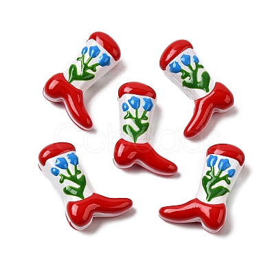 Boot Baking Paint Glass Enamel Beads LAMP-C020-02O-1