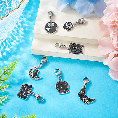 7Pcs 7 Styles DIY Alloy Enamel Pendant Decorations Making Kits FIND-TA0009-04-1