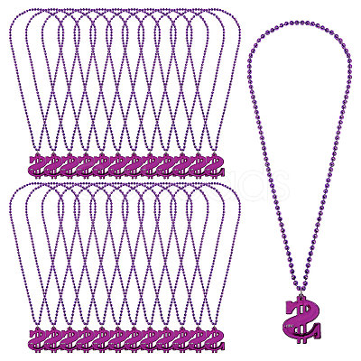 Plastic Dollar Sign Big Pendant Ball Chain Necklaces NJEW-WH0021-81A-1