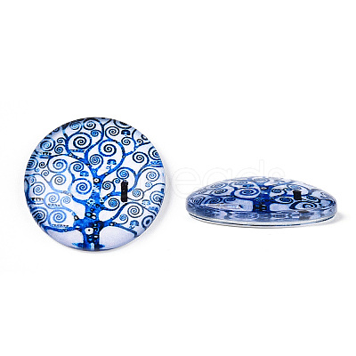 Half Round/Dome Tree Pattern Glass Flatback Cabochons for DIY Projects GGLA-Q037-25mm-M28-11-1