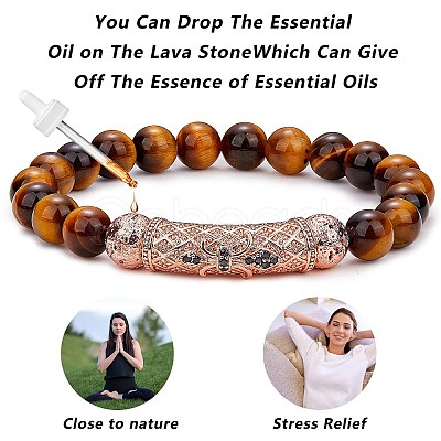2Pcs 2 Style Dyed & Heated Natural Tiger Eye & Gemstone Stretch Bracelets Set BJEW-SW00092-1