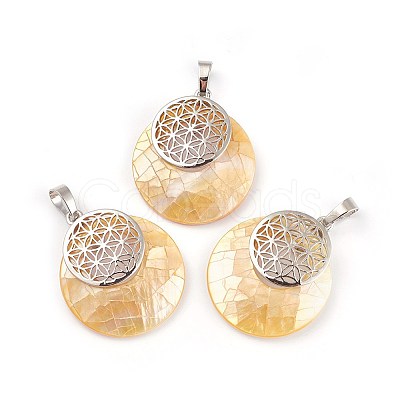 Natural Mixed Shell Pendants KK-F751-M-B-1