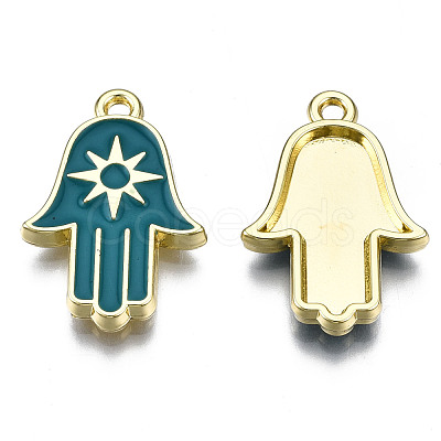 Spray Painted Alloy Pendants PALLOY-Q436-009B-NR-1