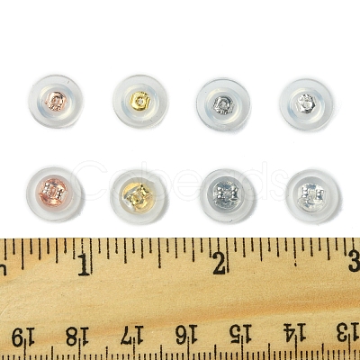 40Pcs 4 Colors Long-Lasting Plated Brass Silicone Ear Nuts KK-FS0001-49-1