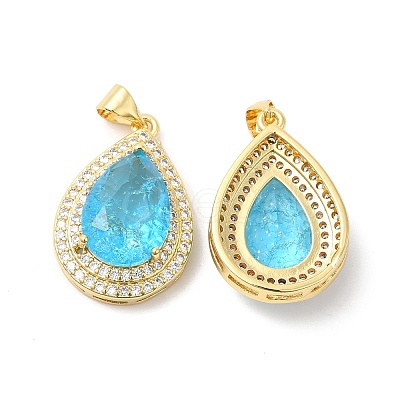 Real 16K Gold Plated Brass Micro Pave Cubic Zirconia Pendants ZIRC-L103-062G-03-1