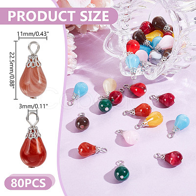80Pcs Imitation Gemstone Acrylic Pendants PALLOY-HY00100-1