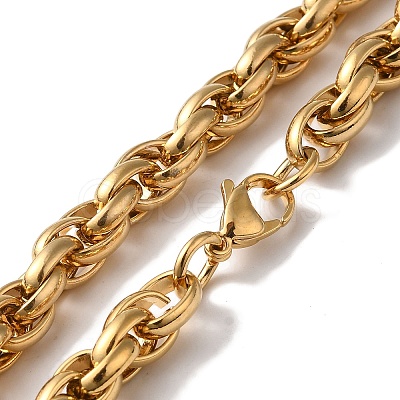 PVD Vacuum Plating 201 Stainless Steel Rope chain Necklaces NJEW-H033-06B-G-1