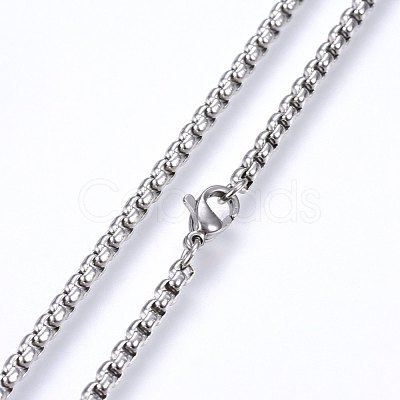 Non-Tarnish 304 Stainless Steel Box Chain Necklaces NJEW-F227-09P-04-1