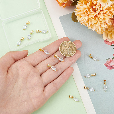 12PCS Brass Cubic Zirconia Charms KK-BC0012-84-1