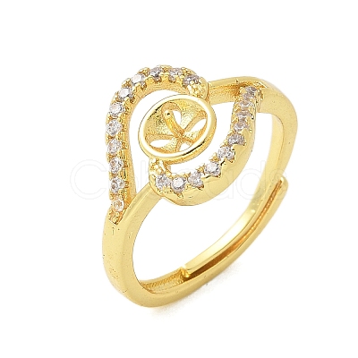 Heart Brass Micro Pave Cubic Zirconia Adjustable Ring Settings KK-K297-22G-1