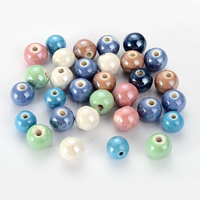 Glazed Porcelain Round Beads PORC-S489-10mm-M-1