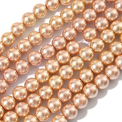 Baking Paint Pearlized Glass Pearl Round Bead Strands HY-XCP0001-30-1