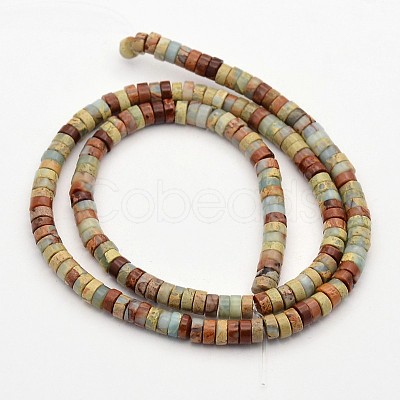 Flat Round/Disc Synthetic Aqua Terra Jasper Beads Strands G-N0160-02-3x4-1