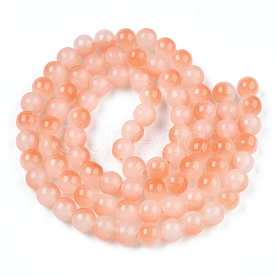 Baking Paint Imitation Jade Glass Round Bead Strands X1-DGLA-N003-8mm-08-1