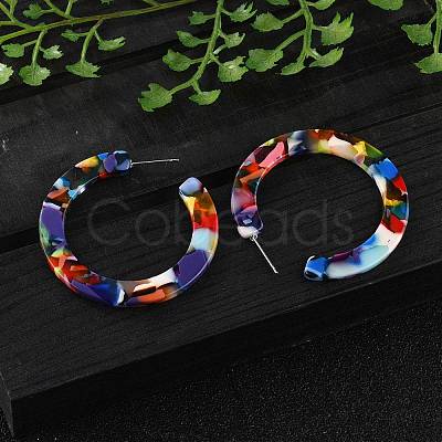 Cellulose Acetate(Resin) Half Hoop Earrings KY-S163-374-1