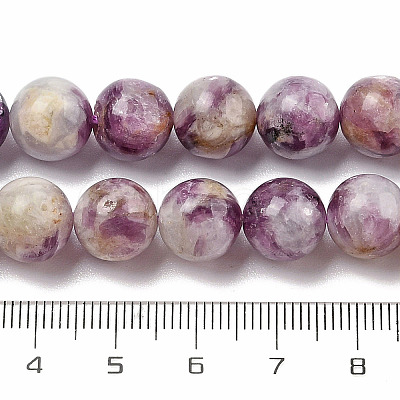 Natural Lepidolite/Purple Mica Stone Beads Strands G-G160-A01-02-1
