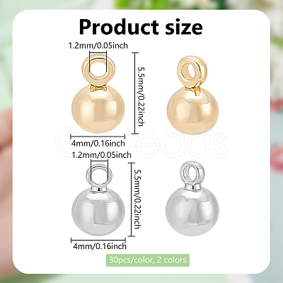 BENECREAT 60Pcs 2 Colors Real 18K Gold Plated Long-Lasting Plated Brass Charms KK-BC0013-55-1