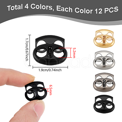 48Pcs 4 Colors Alloy Cord Locks FIND-PH0062-18-1