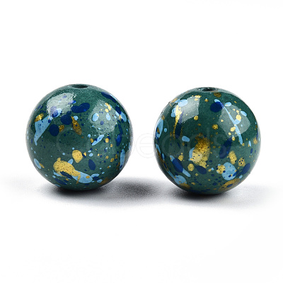 Spray Painted Resin Beads RESI-N034-19-V01-1