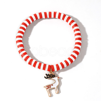 Elegant Christmas Handmade Polymer Clay Heishi Beaded Stretch Bracelets MV9996-1-1