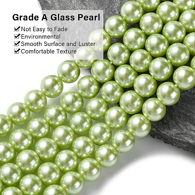 Eco-Friendly Dyed Glass Pearl Round Bead Strands HY-A002-8mm-RB065-1