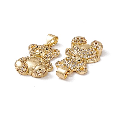 Brass Micro Pave Cubic Zirconia Pendants KK-B061-16G-1