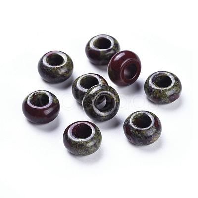 Natural Dragon Bloodstone European Beads G-K290-07-1