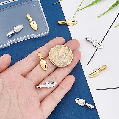 Unicraftale 8Pcs 2 Style 304 Stainless Steel Glue-on Flat Pad Pendant Bails STAS-UN0039-95-1