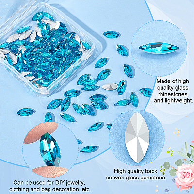 100Pcs Glass Rhinestone Cabochons RGLA-FG0001-25B-1