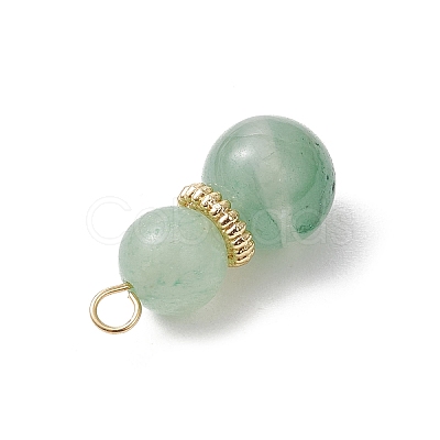 6Pcs 6 Styles Natural Green Aventurine & Carnelian & Rose Quartz & Yellow Jade & Amethyst & Tiger Eye Gourd Pendants PALLOY-JF04276-1