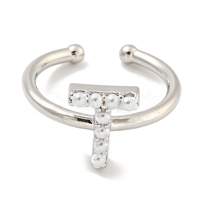 Rack Plating Brass Open Cuff Rings for Women RJEW-F162-01P-T-1
