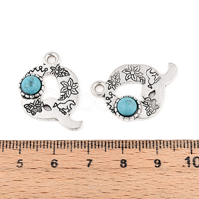 Synthetic Turquoise & Alloy Pendants PALLOY-H146-01AS-Q-1