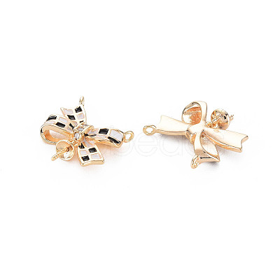 Brass Micro Pave Cubic Zirconia Connector Charms LS-KK-S364-010-1