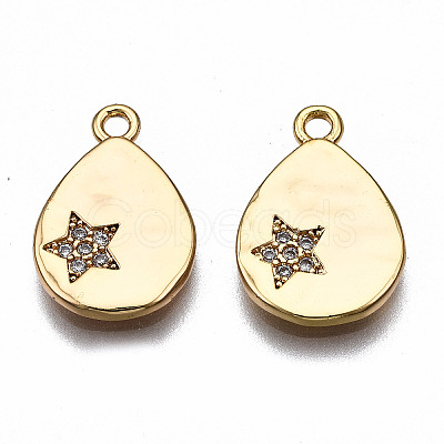Brass Micro Pave Clear Cubic Zirconia Pendants KK-Q277-042-NF-1