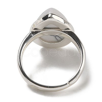 Natural & Synthetic Gemstone Teardrop Adjustable Rings RJEW-K371-08S-1