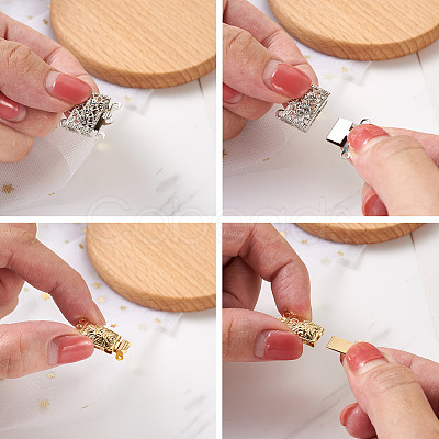 20Pcs 4 Style Brass Filigree Box Clasps KK-PJ0001-15-1