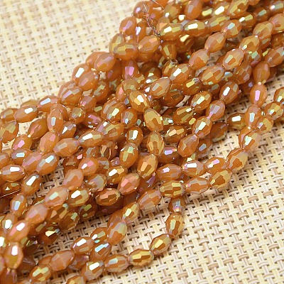 Electroplate Glass Beads Strands X-EGLA-J013-4X6mm-F05-1