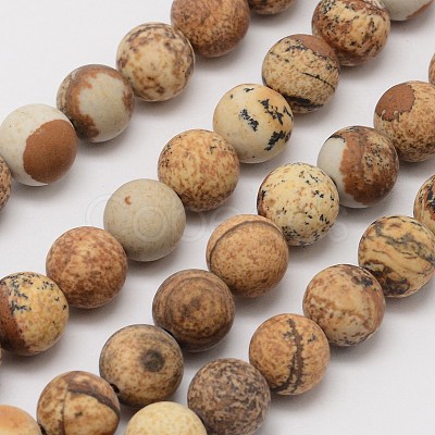 Natural Picture Jasper Beads Strands X-G-D686-8mm-1