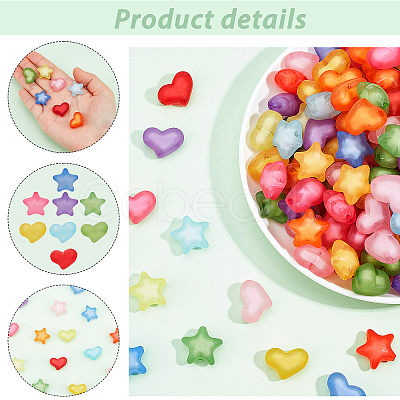 200Pcs 2 Style Frosted and Transparent Acrylic Beads FACR-PH0001-03-1