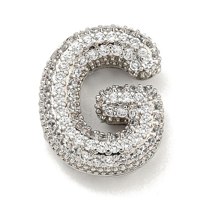 Platinum Plated Brass Micro Pave Cubic Zirconia Pendants KK-L073-001P-G-1