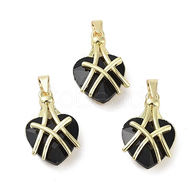Golden Brass Glass Pendants KK-R161-01G-1