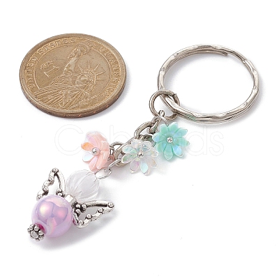 Angel Acrylic Beaded Keychain with Flower Opaque Resin Charms KEYC-JKC00533-1