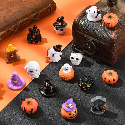32Pcs 16 Styles Halloween Resin Display Decorations DJEW-CJ0001-04-1