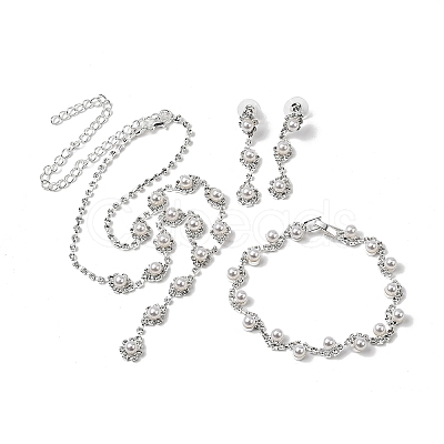 Brass Rhinestones Necklaces & Earring & Bracelets Sets for Women WGF929C-02-1