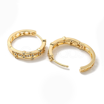 Brass Micro Pave Clear Cubic Zirconia Hoop Earrings EJEW-E295-14KCG-1