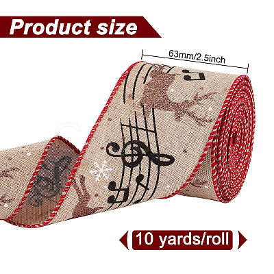 1 Roll Printed Polyester Imitation Burlap Ribbons OCOR-GO0001-08-1