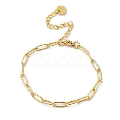 3.5MM Brass Paperclip Chain Bracelets BJEW-P358-01G-1