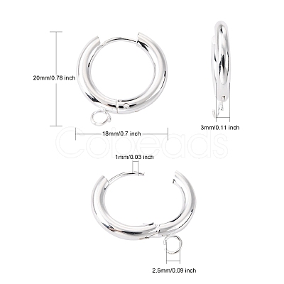 201 Stainless Steel Huggie Hoop Earring Findings STAS-P283-01E-S-1