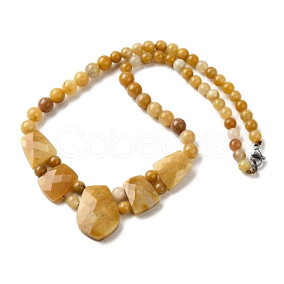 Natural Topaz Jade Faceted Bib Graduated Beaded Necklaces for Women NJEW-B128-01G-1